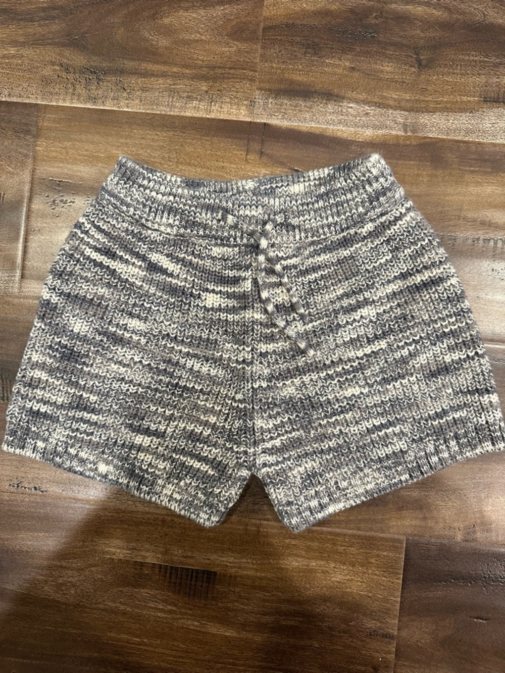 Rylee + Cru Marled Knit Athletic Shorts in Gray and Cream